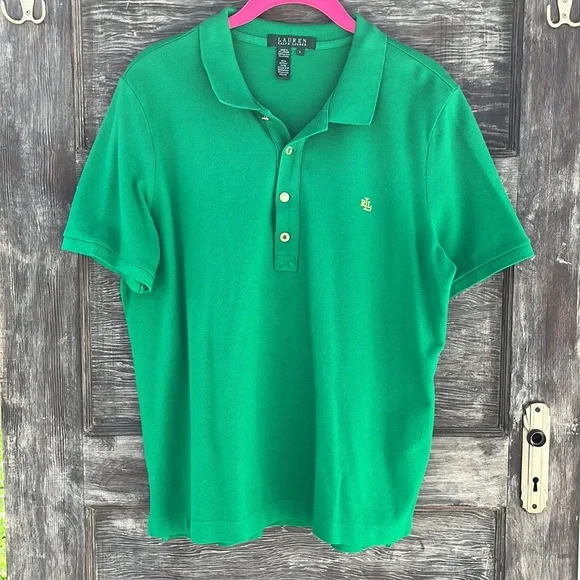 Vintage Lauren Ralph Lauren Women’s Polo Shirt, Kelly Green | L - Picture 2 of 10